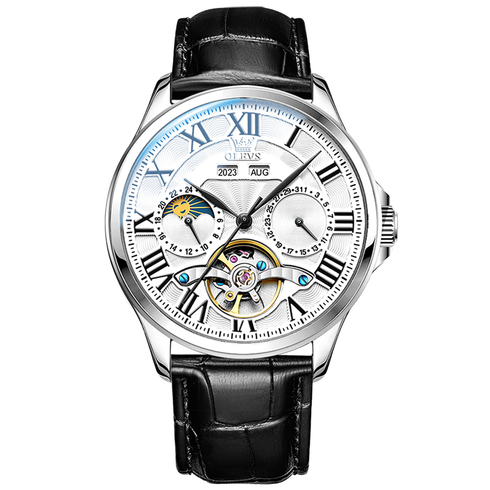 Olevs Mechaniq Tourbillion Automatic Style Leather Watch