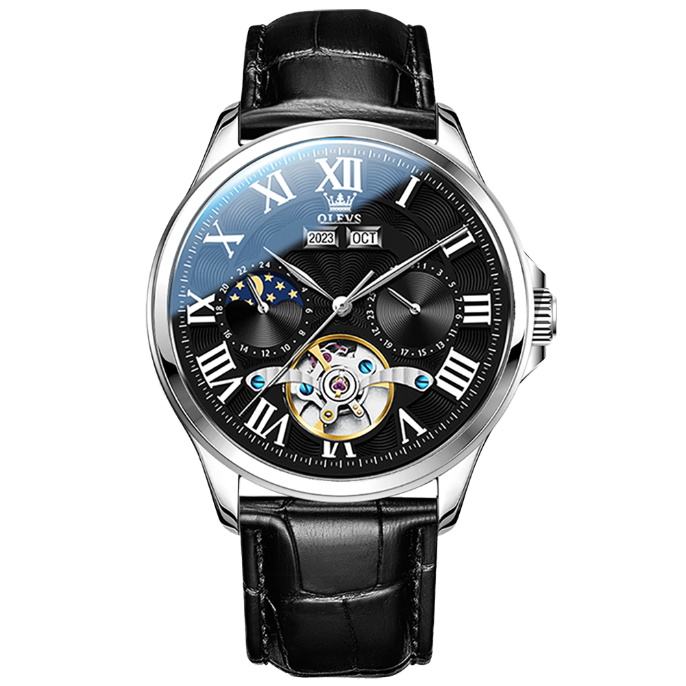 Olevs Mechaniq Tourbillion Automatic Style Leather Watch