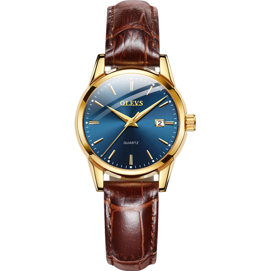 Olevs Classic Leather Blue and Brown