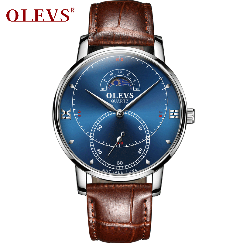 Olevs Tracker Men Leather Quartz Watch -
