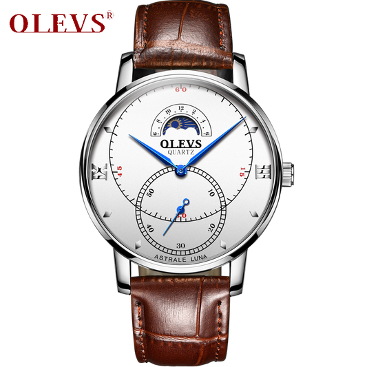 Olevs Tracker Men Leather Quartz Watch