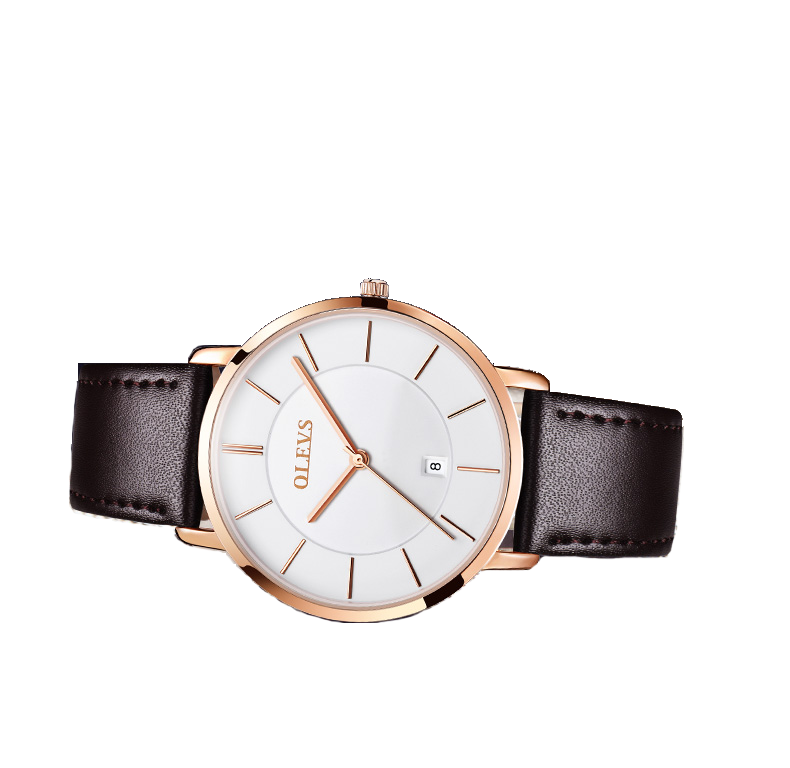 Olevs Ultra Light 33 - GC-White with Brown Strap